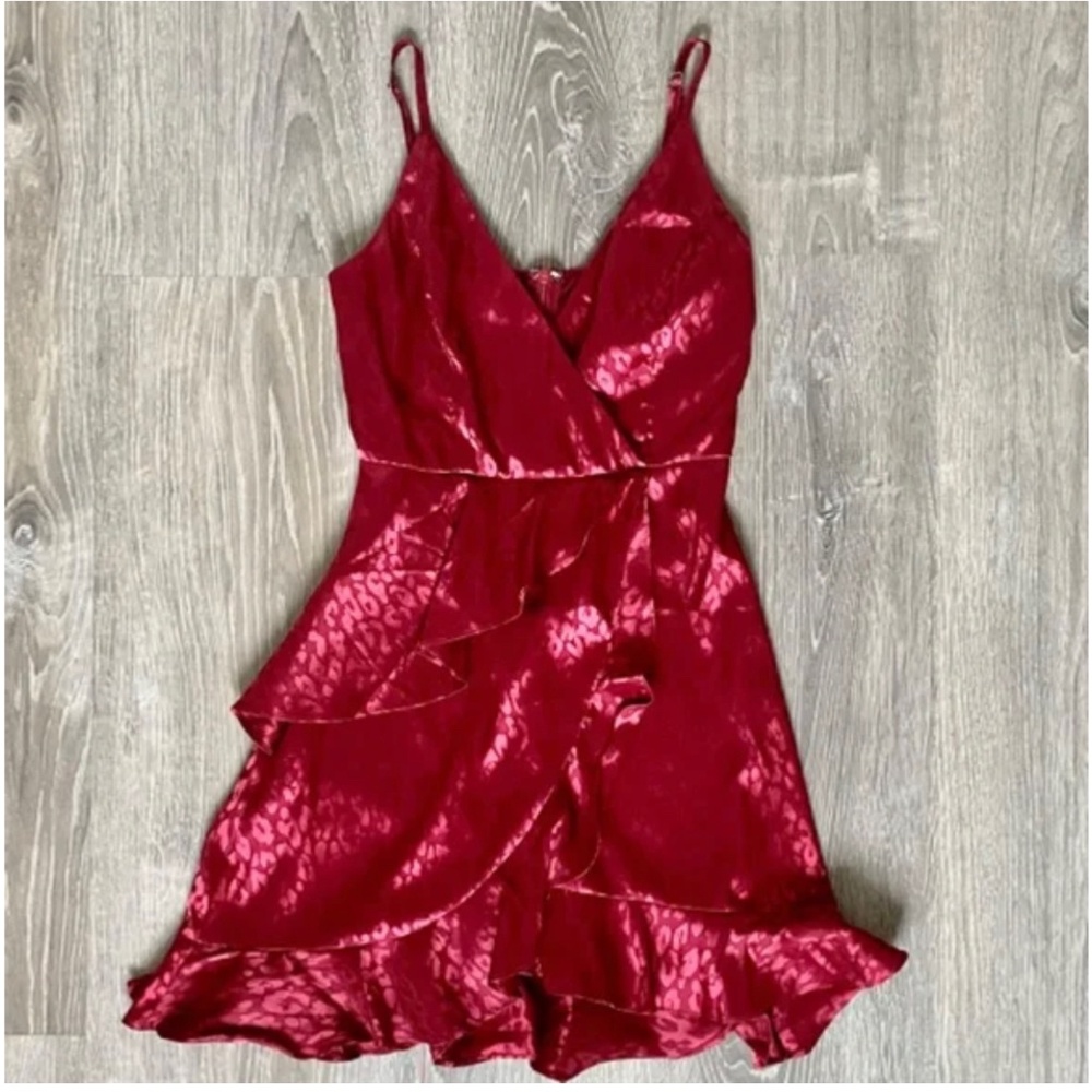 Altar’d State Red Ruffle Fit & Flare Mini Dress Sexy Holiday Boho Chic